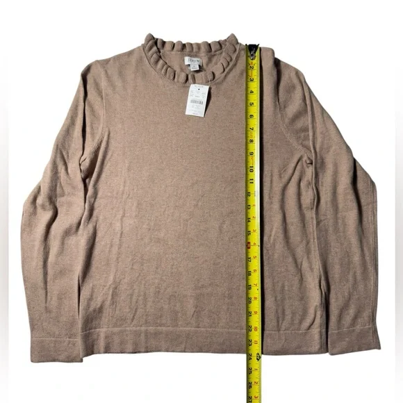 J Crew 100% Cotton ruffleneck sweater Women’s size Medium NWT - Picture 4 of 10